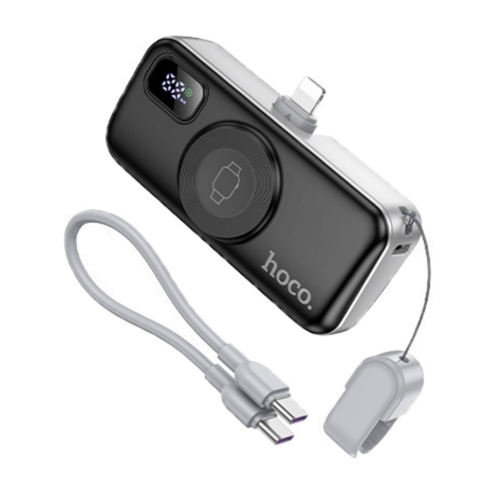 แบตสำรอง HOCO A18I 5000MAH สีดำ แบบ IOS LIGHTNING พร้อมระบบชาร์จไร้สาย APPLE WATCH และ ชาร์จเร็ว PD 20W / QC 3.0
